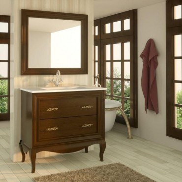 Mueble baño pata cabriole lavabo encastrado.